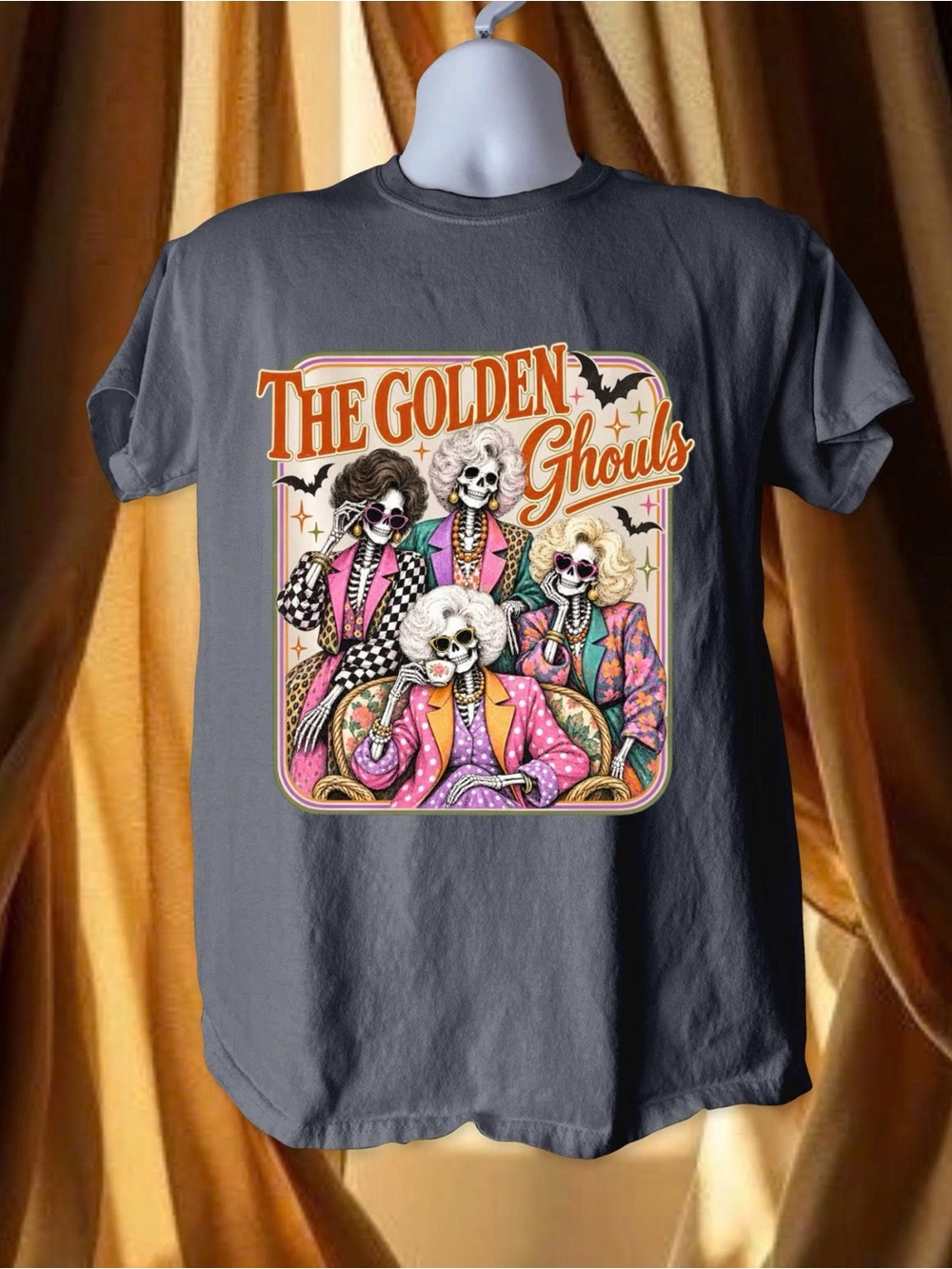 Skeleton Ladies Halloween Graphic Tee, Girly Spooky Squad Shirt, Retro Ghoul